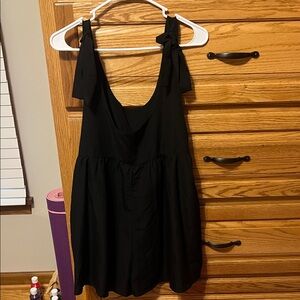 Black Sleeveless romper with Bow Straps and pockets